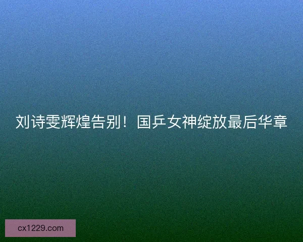 刘诗雯辉煌告别！国乒女神绽放最后华章