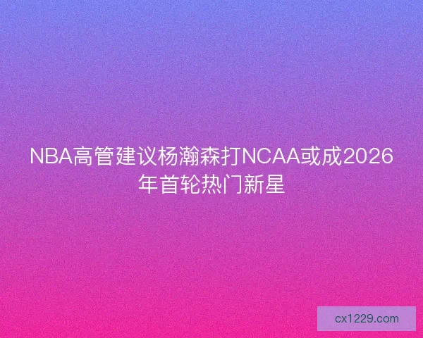 NBA高管建议杨瀚森打NCAA或成2026年首轮热门新星