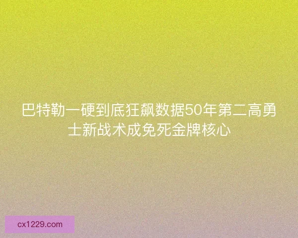 巴特勒一硬到底狂飙数据50年第二高勇士新战术成免死金牌核心 巴特勒一硬到底狂飙数据50年第二高勇士新战术成免死金牌核心
